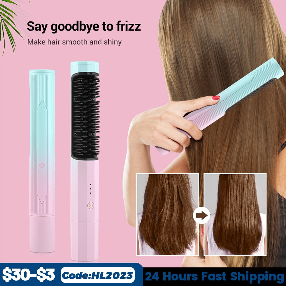 2 in 1 Hair Straightener Brush